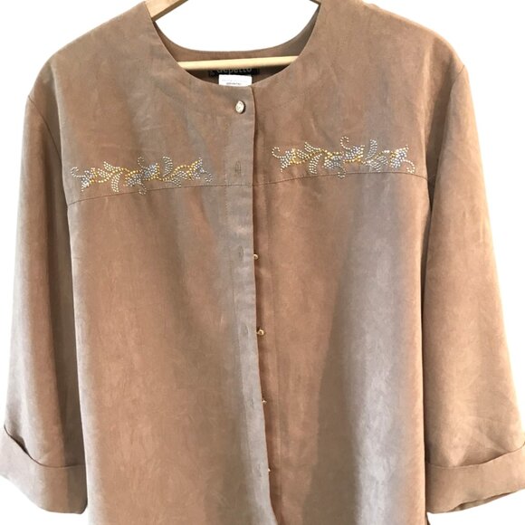 Gepetto Rhinestone Embellished Blazer: Vintage 70s Jacket, Camel Tan Size L - Picture 9 of 11